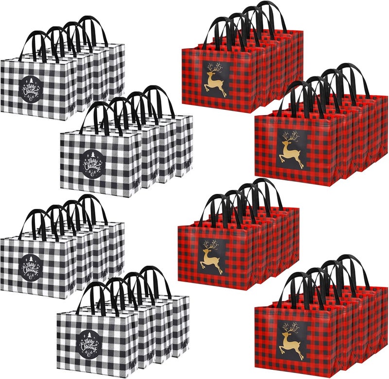 YANGTE 32 Pack Extra Large Christmas Gift Bags, Reusable Tote Bags with Handle Non-Woven Christmas Grocery Shopping Totes for Holiday Xmas, 16.9 * 12.6 * 6.8" - Image 1